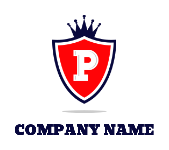 Create a Letter P logo inside shield with crown