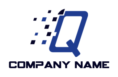 Letter Q logo image with digital pixels