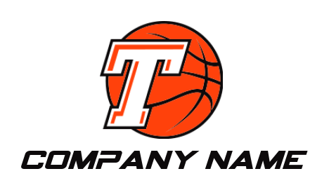 Design a Letter T logo in front of basket ball