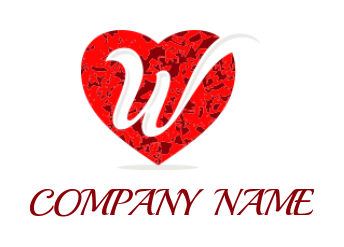 Letter W logo icon incorporated with heart