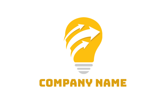create a marketing logo light bulb with arrows