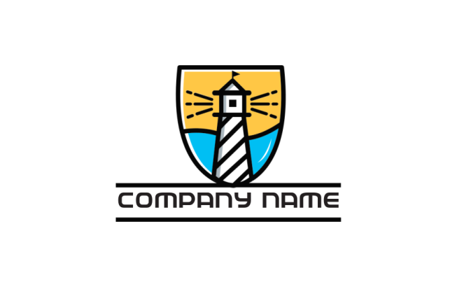 create a consulting logo lighthouse in shield