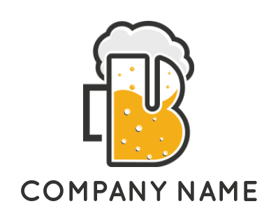 alphabets logo line art beer mug forming B