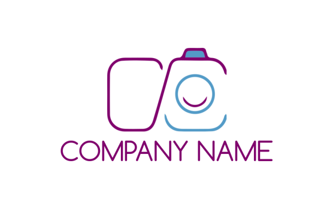 photography logo template line art camera lens