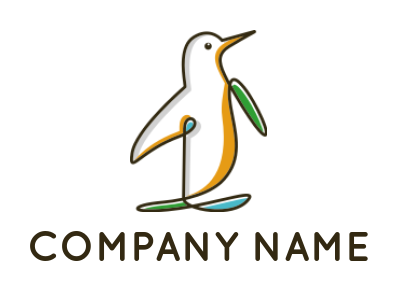animal logo template line art penguin