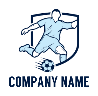 generate a sports logo soccer player in shield