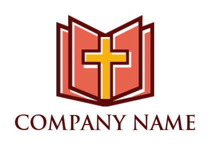 create a religious logo line style cross and open book - logodesign.net
