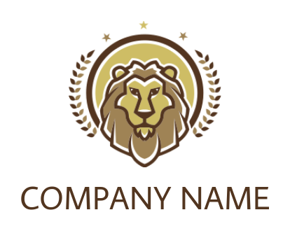 animal logo maker line style lion emblem with laurel - logodesign.net