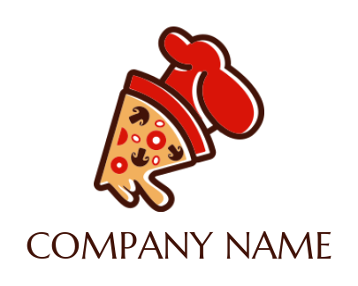 design a restaurant logo line style Italian restaurant pizza slice with a chef hat 