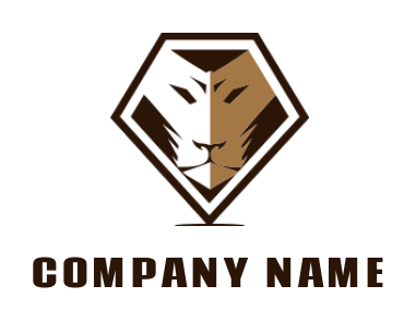 design an animal logo lion face merged with diamond shape 