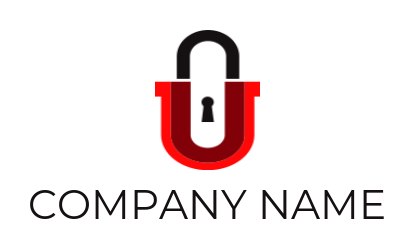 Letter U logo template forming lock
