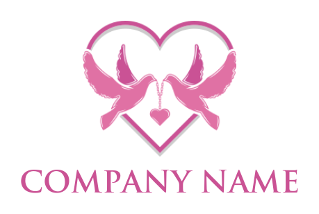 pet logo image love birds holding necklace in heart