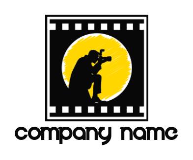 photography logo man taking photo in film strip