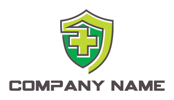 medical logo design with medical cross in shield