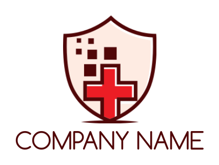 medical logo medical cross with pixels in shield
