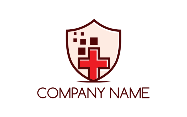 medical logo medical cross with pixels in shield