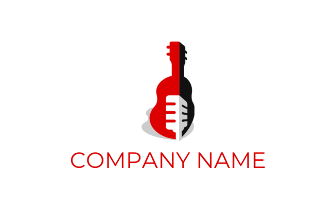 design a music logo sample microphone in guitar 