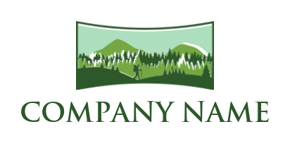 travel logo image mountain forest landscape with hiker