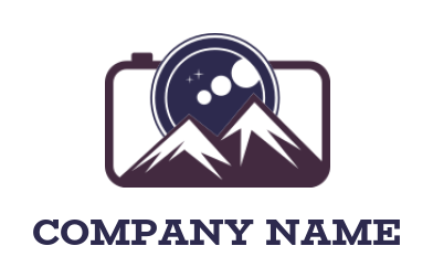 photography logo illustration mountain merged with camera 