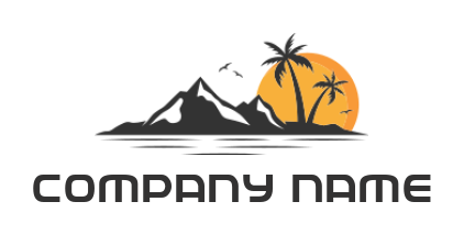 landscape logo mountains and sea with trees