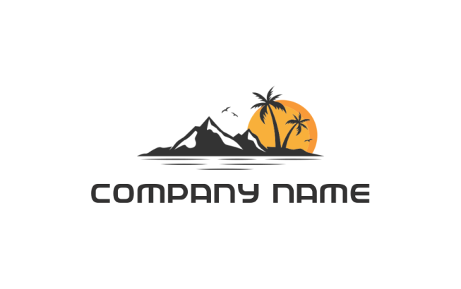 landscape logo mountains and sea with trees