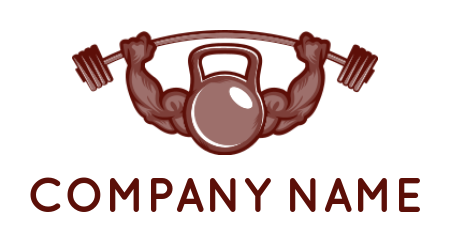 create a fitness logo muscular arms with dumb bells - logodesign.net
