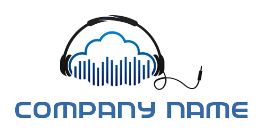 music logo of music beats cloud with headphones