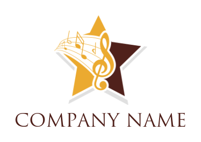 music logo of music notes come out in the star