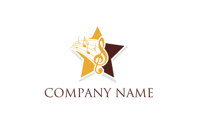 music logo of music notes come out in the star