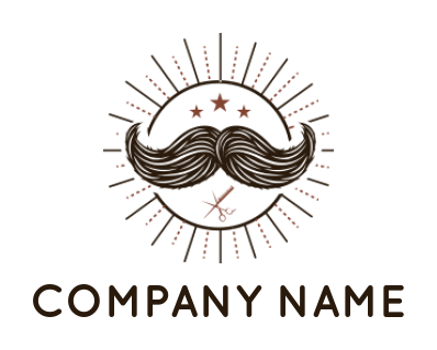 beauty logo maker mustache in front of circle and sunshine - logodesign.net