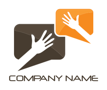 communication logo of hands with speech bubble