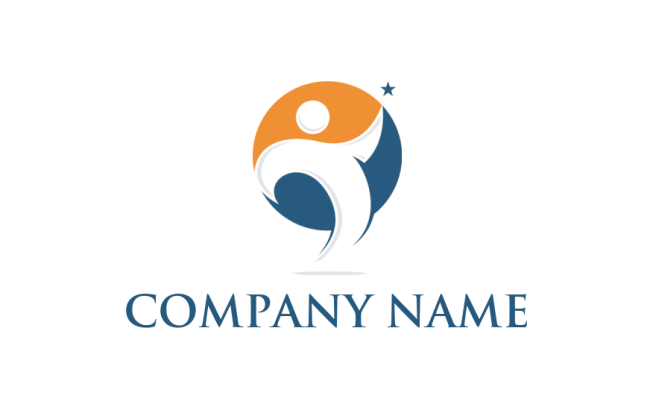 HR logo negative space abstract person with star