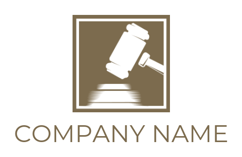 attorney logo illustration negative space gavel inside square 