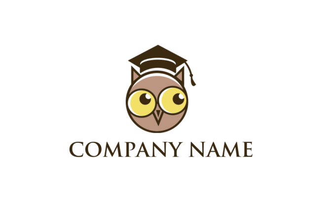 education logo icon owl face with graduation hat - logodesign.net