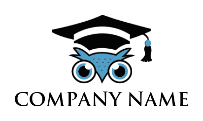 education logo owl head wearing graduation hat