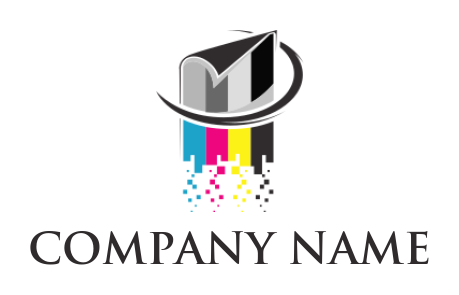 publishing logo online paper sheet with swoosh and pixels - logodesign.net