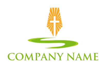 make a religious logo path leading to cross inside nib - logodesign.net