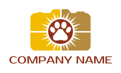 design a photography logo paw print in lens of a camera
