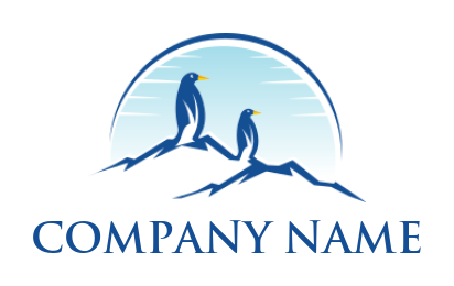 animal logo penguins standing on hill top