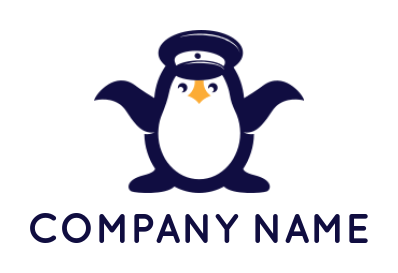 create a pet logo penguin wearing captain hat