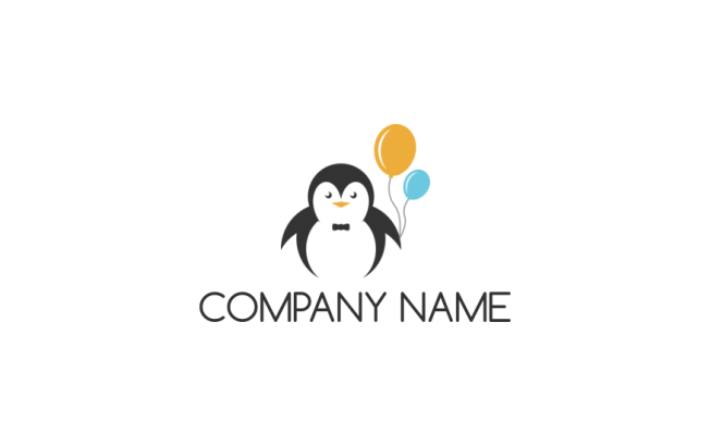 design a pet logo penguin with balloons