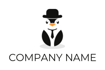 pet logo online penguin with tie hat and court