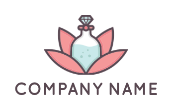 spa logo icon perfume bottle in lotus flower