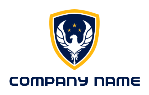 make an insurance logo phoenix merged with shield and stars 