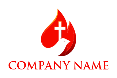 religious logo maker pigeon with cross in flame