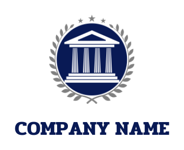 make a law firm logo courthouse with pillar in circle laurel wreath