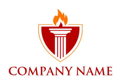 design a law firm logo pillar in shield with fire