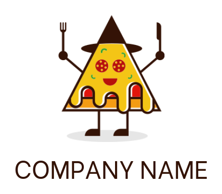Restaurant logo pizza with knife and fork