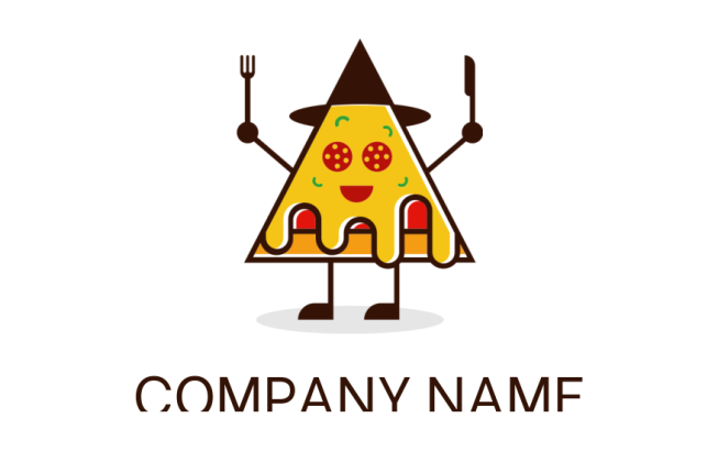Restaurant logo pizza with knife and fork