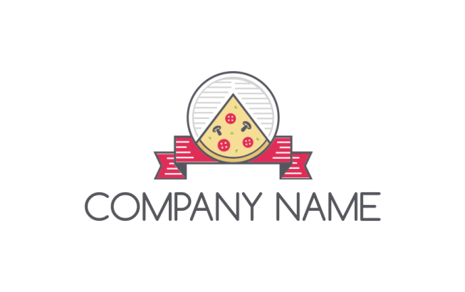 Restaurant logo pizza slice inside circle